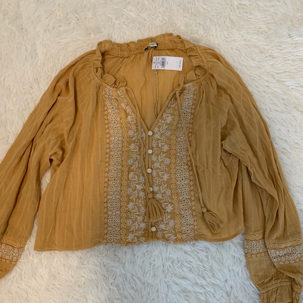 AE Yellow Embroidered Blouse